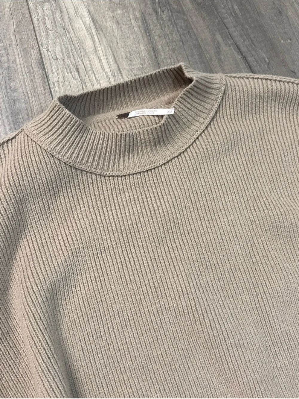 Free People Taupe Relaxed Crewneck Sweater